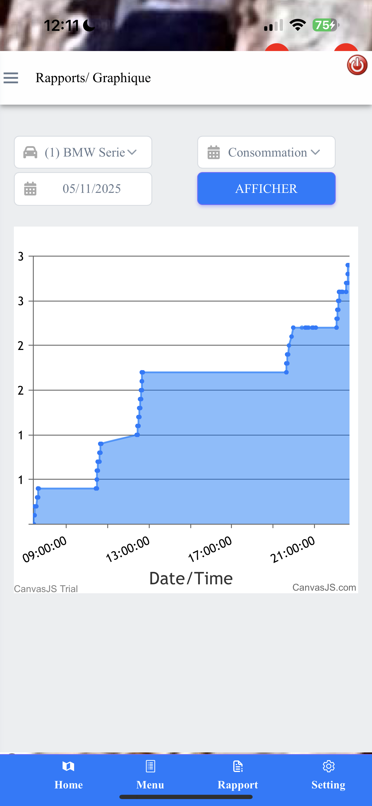 Fuel Consumption Graph Screenshot