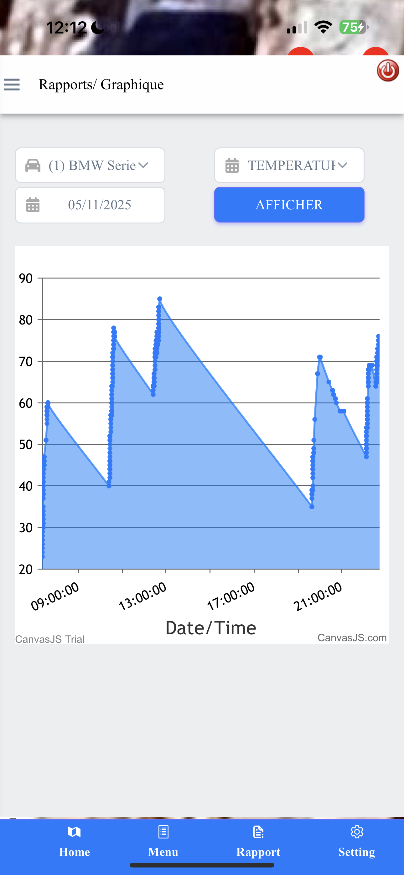 Temperature Graph Screenshot