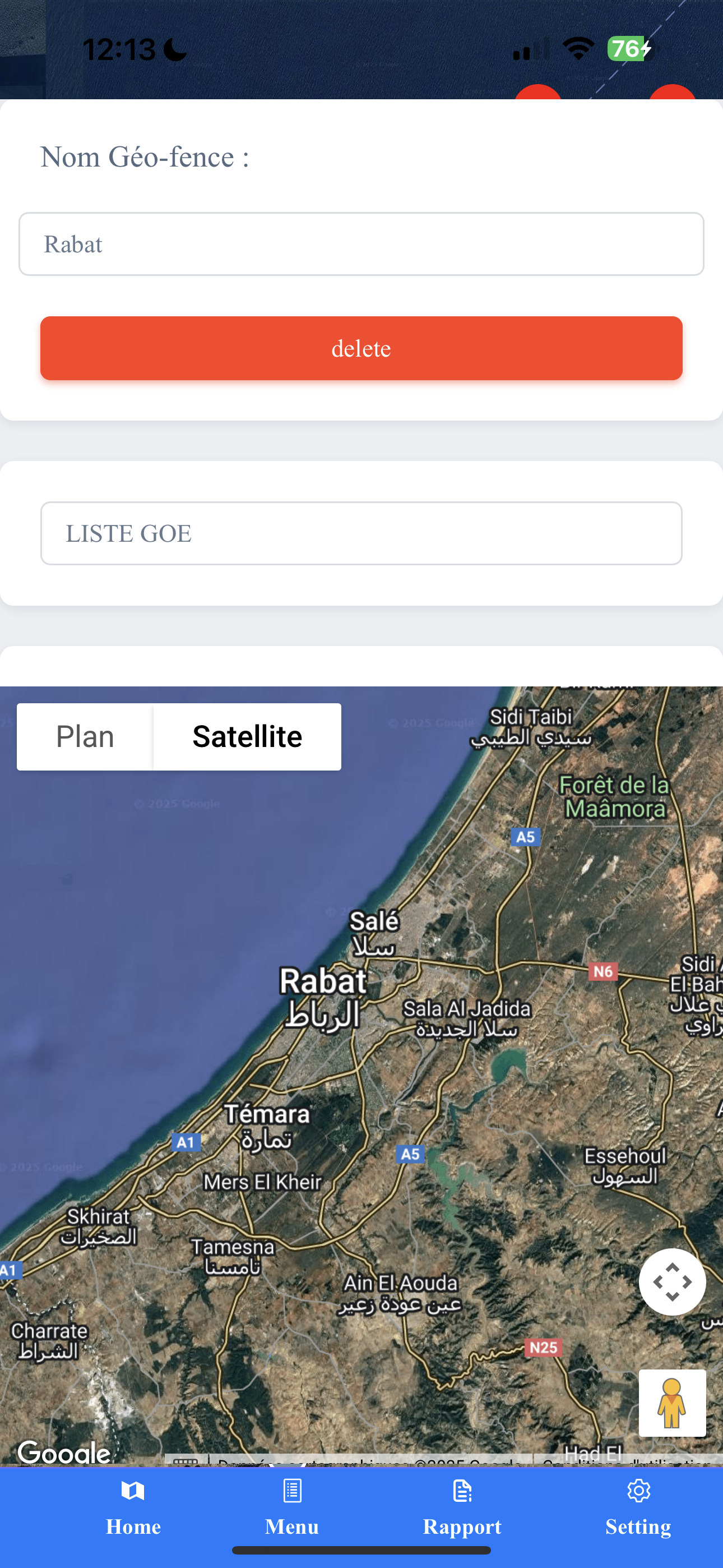 Geofence Setting Screenshot